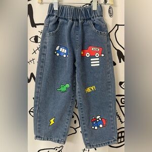 Kids' Blue Jeans with Fun Cartoon Patches